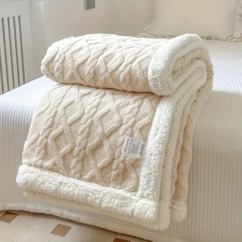 Manta Casal Canelada Com Sherpa Glamour 2,20 x 1,80 Super Macio